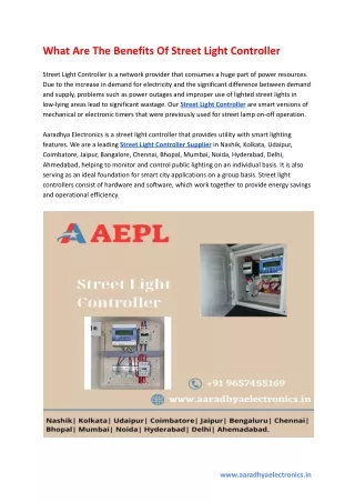 what are the benefits of street light controller