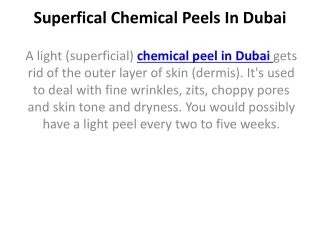 superfical chemical peels in dubai