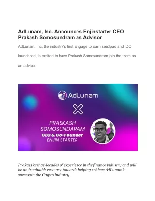 Untitled doEnjinstarter CEO Prakash Somosundram joins AdLunam as an advument (2)