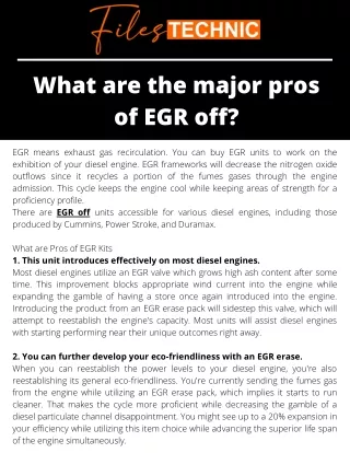What are the major pros of EGR off