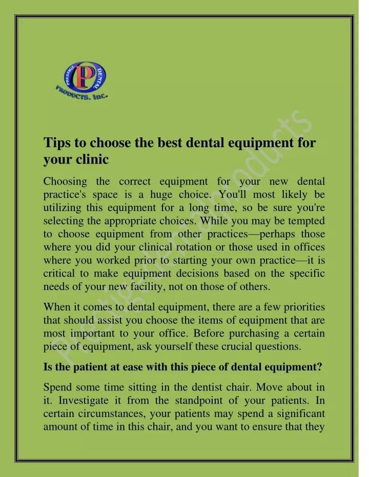 tips to choose the best dental equipment for your