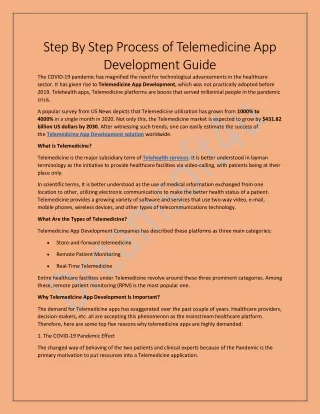 step by step process of telemedicine
