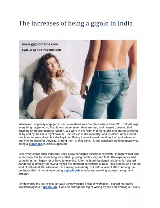 the increases of being a gigolo in india