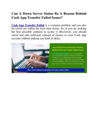 can a down server status be a reason behind cash