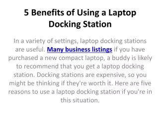 5 benefits of using a laptop docking station