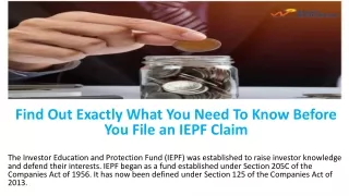 Find Out Exactly What You Need To Know Before You File an IEPF Claim