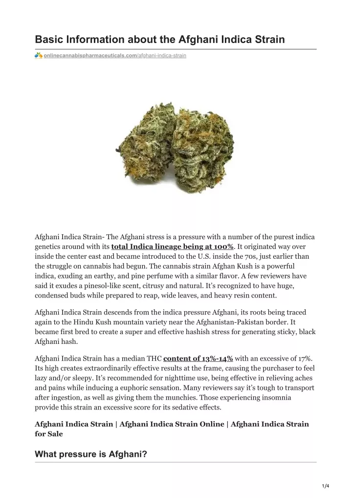 basic information about the afghani indica strain