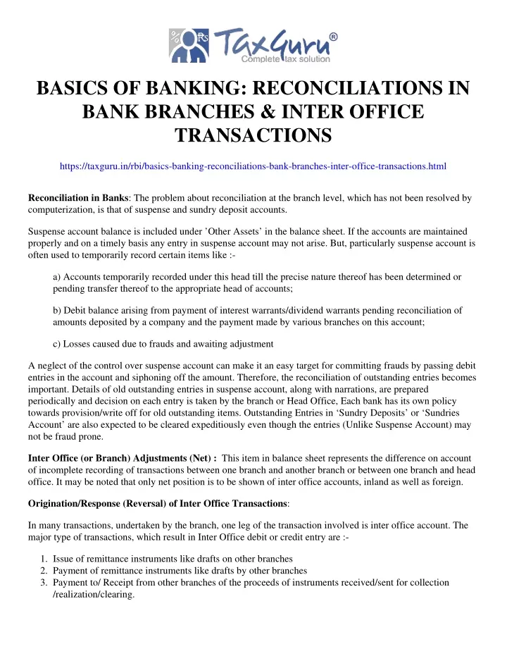 basics of banking reconciliations in bank