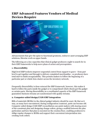 erp advanced features vendors of medical devices