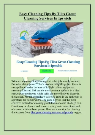 Easy Cleaning Tips By Tiles Grout Cleaning Services In Ipswich