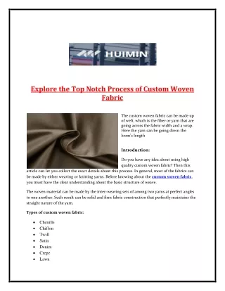 Explore the Top Notch Process of Custom Woven Fabric