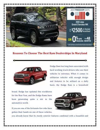 Reasons To Choose The Best Ram Dealerships In Maryland