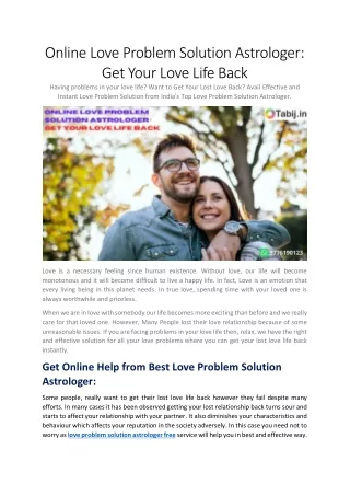 Online Love Problem Solution Astrologer Get Your Love Life Back