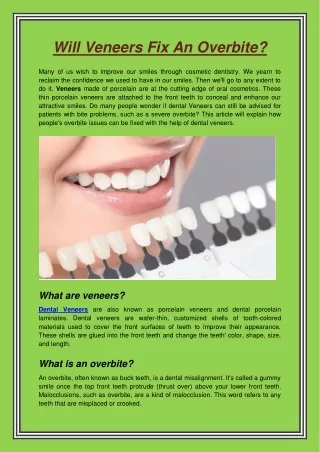 will veneers fix an overbite