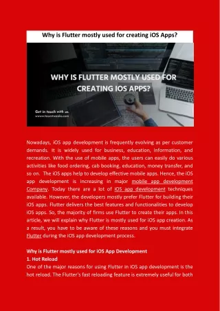 why is flutter mostly used for creating ios apps