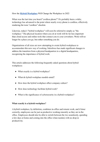 how the hybrid workplace will change
