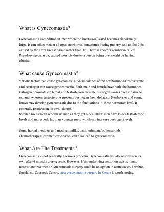 Gynecomastia- Causes & Treatments