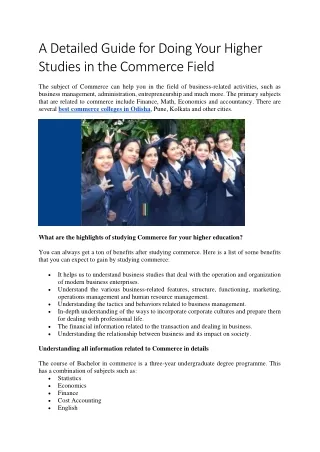 A Detailed Guide For Doing Your Higher Studies In The Commerce Field