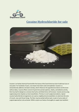Cocaine Hydrochloride for sale (dopehead content)