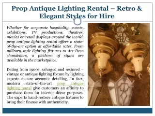Prop Antique Lighting Rental – Retro & Elegant Styles for Hire