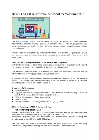 How is GST Billing Software beneficial for Your business_