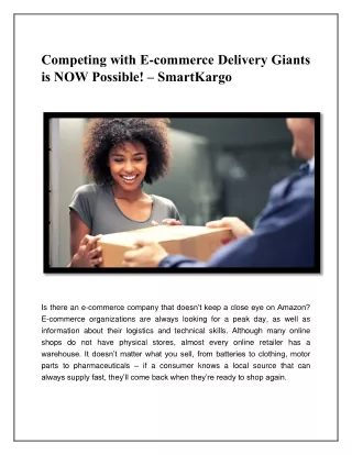Competing with E-commerce Delivery Giants is NOW Possible - SmartKargo India