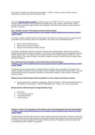 Beauty Devices Market - Growth, Trends, Industry Outlook, Growth Opportunity
