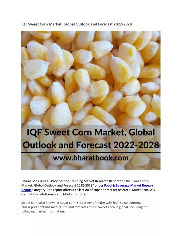 iqf sweet corn market global outlook and forecast