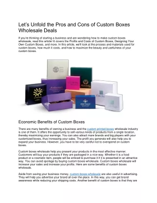 Let’s Unfold the Pros and Cons of Custom Boxes Wholesale Deals