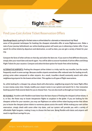 find low cost airline ticket reservation offers