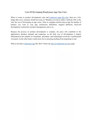 cost of developing handyman app like uber