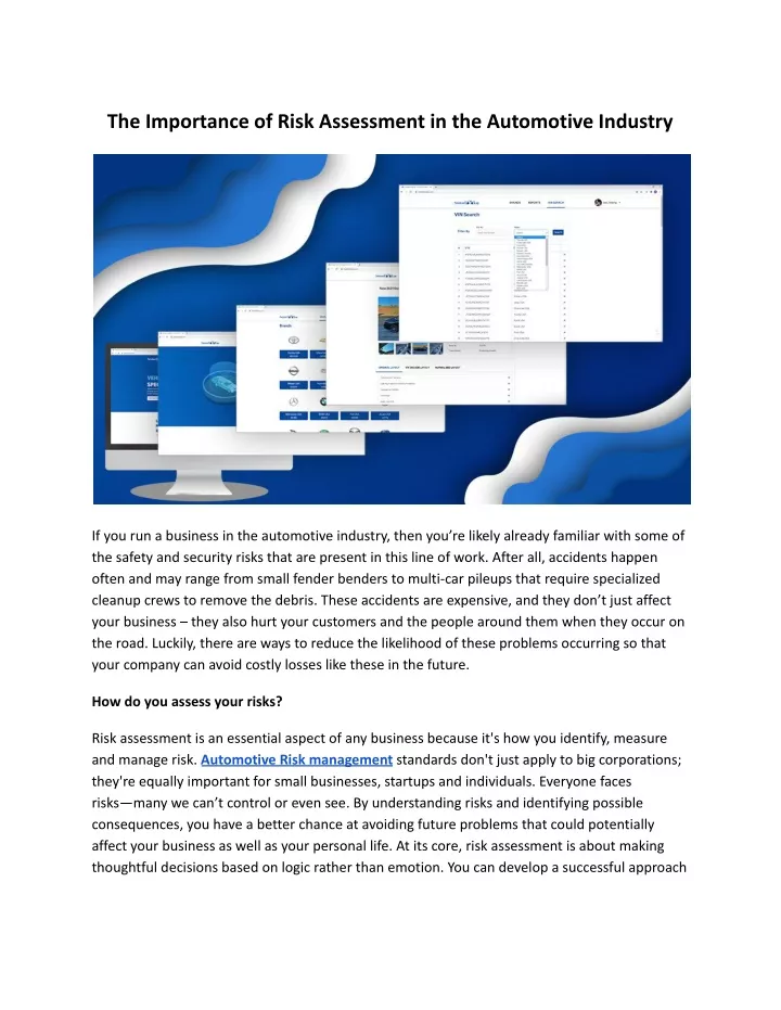 the importance of risk assessment