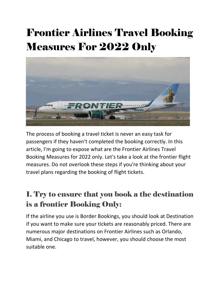 frontier airlines travel booking measures