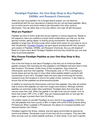 Paradigm Peptides Your one Stop Shop