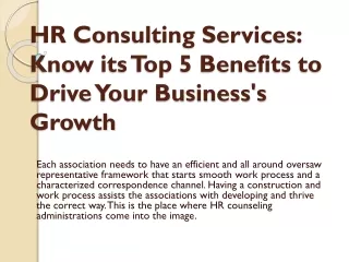 HR Consulting Services: Know its Top 5 Benefits to Drive Your Business's Growth