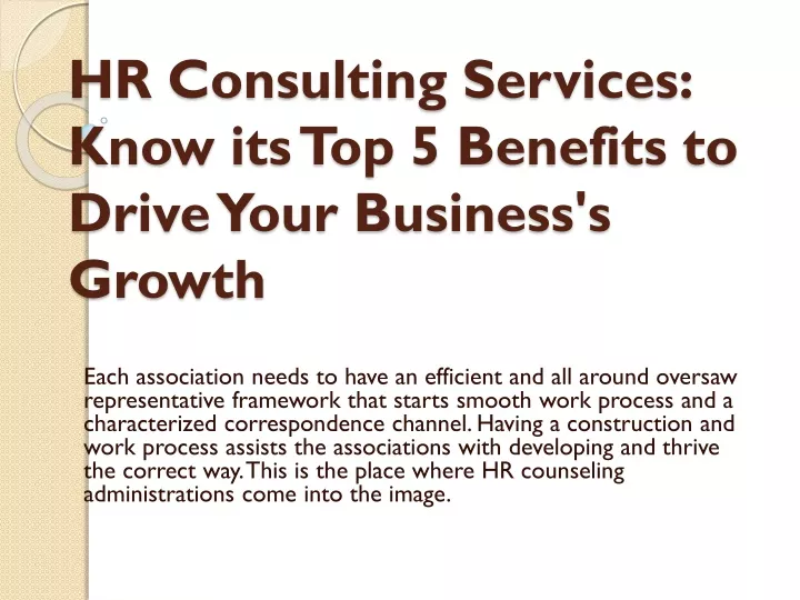 hr consulting services know its top 5 benefits