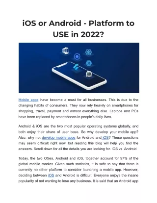 ios or android platform to use in 2022