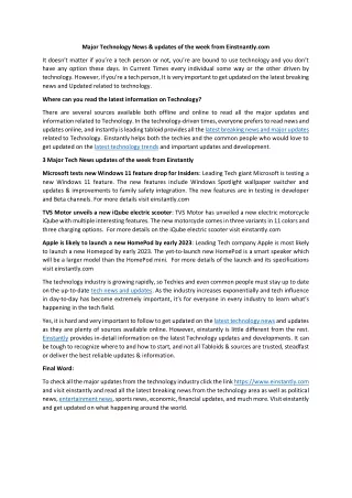 major technology news updates of the week from