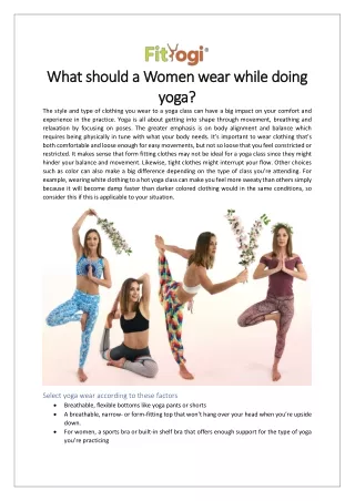 What should a Women wear while doing yoga