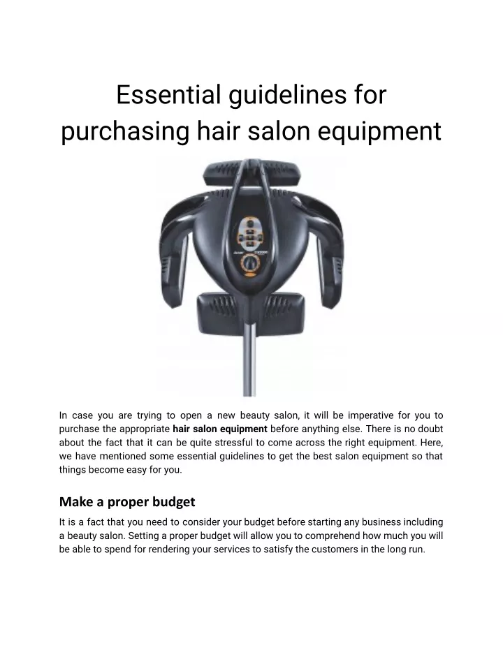essential guidelines for purchasing hair salon