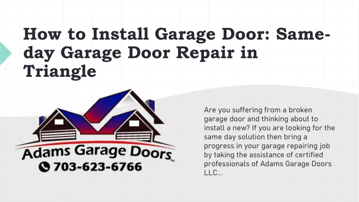 how to install garage door same day garage door repair in triangle