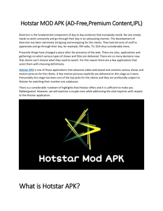 hotstar hotstar mod