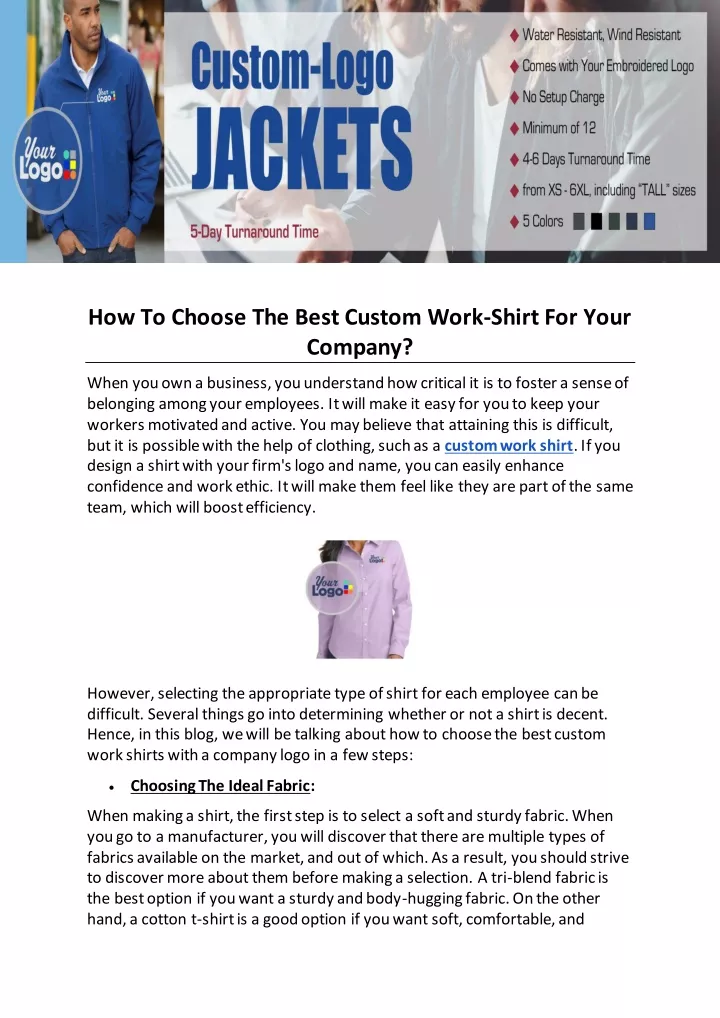 how to choose the best custom work shirt for your