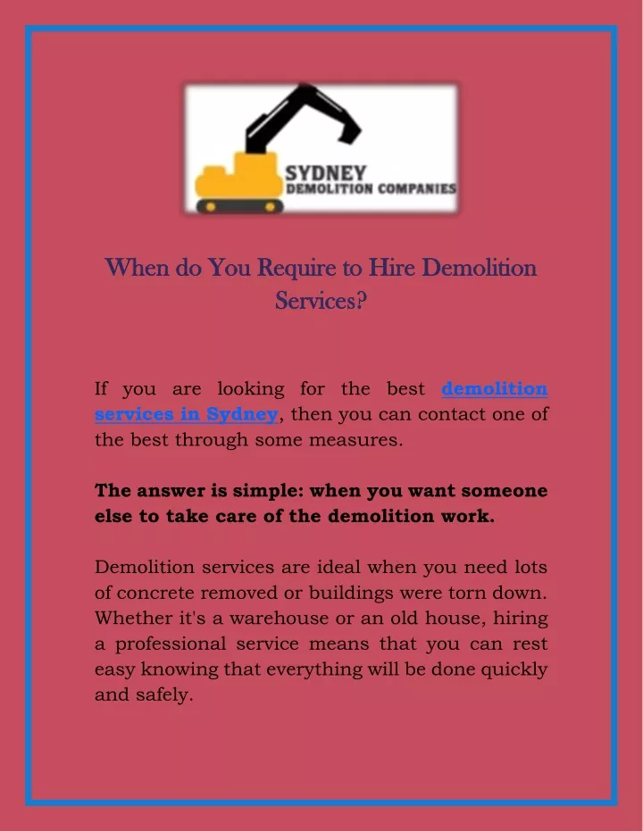 when do you require to hire demolition when