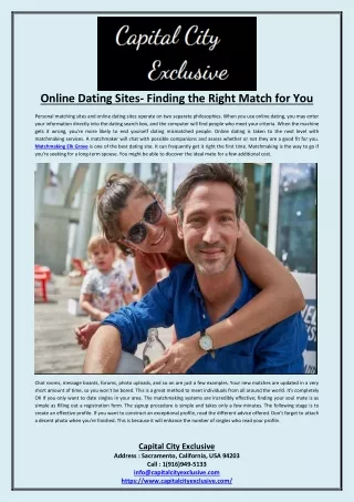 Online Dating Sites- Finding the Right Match for You