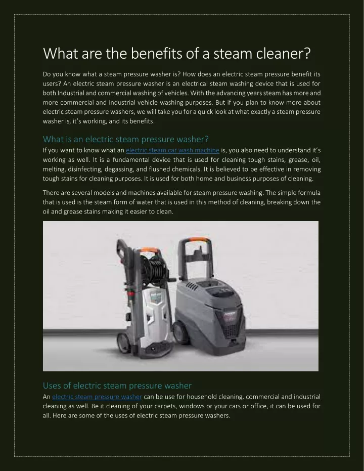 what are the benefits of a steam cleaner