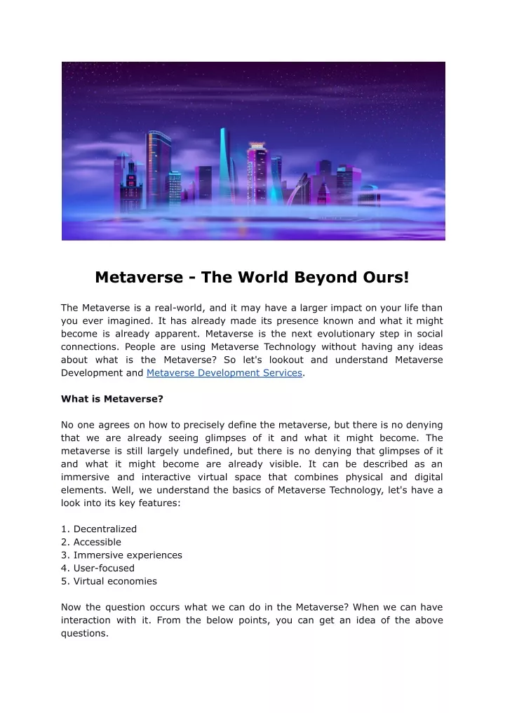 metaverse the world beyond ours