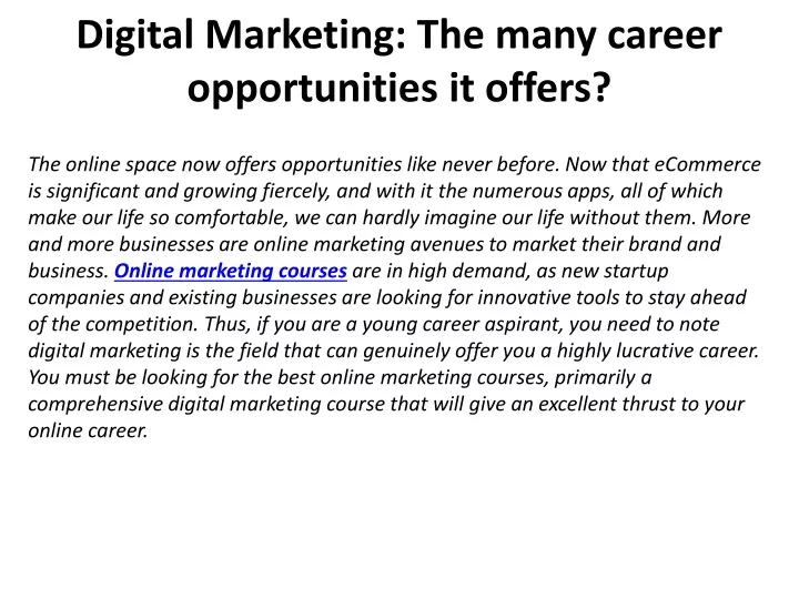 digital marketing the many career opportunities it offers