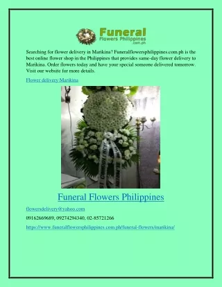 Flower Delivery Marikina Funeralflowersphilippines.com.ph