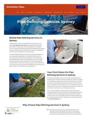 Pipe Relining Services Sydney